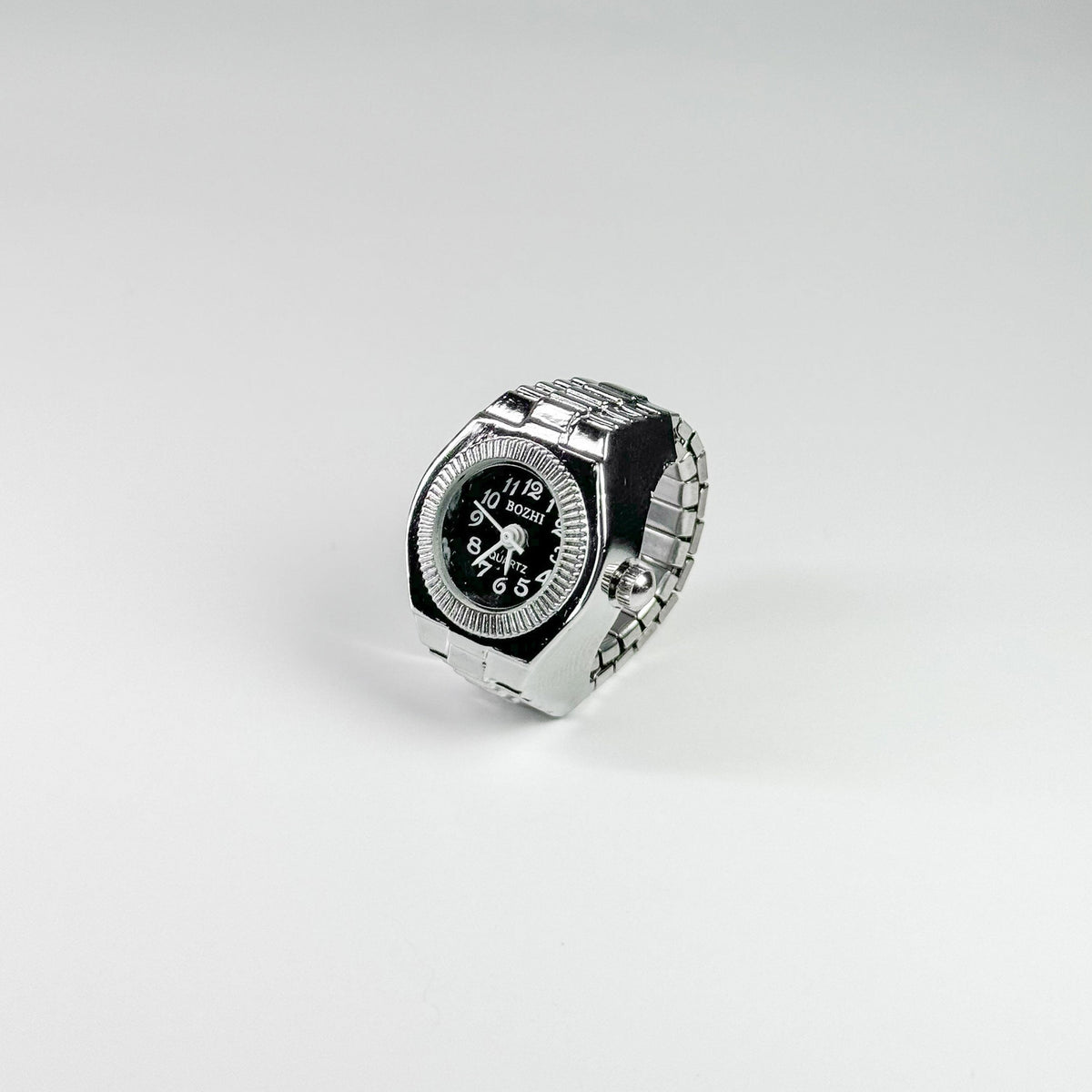 Anillo reloj Milano Plata Negro — Bozhi Time (imagen 3)