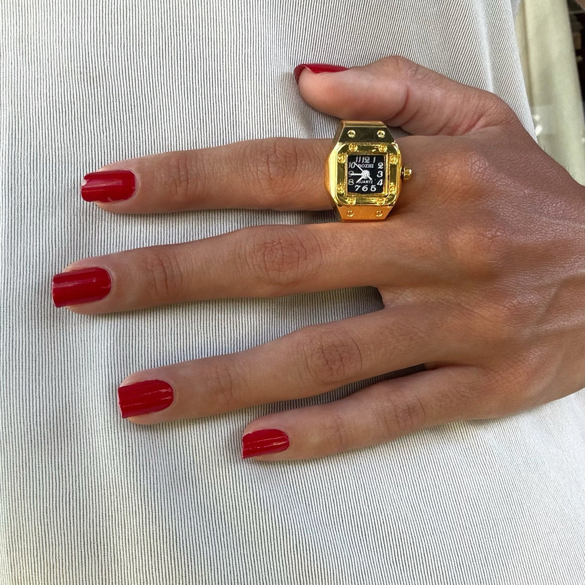 Anillo reloj Santos Oro Negro — Bozhi Time (imagen 6)